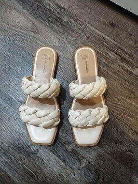 Time and Tru Cream Braided Strap Slide Sandals